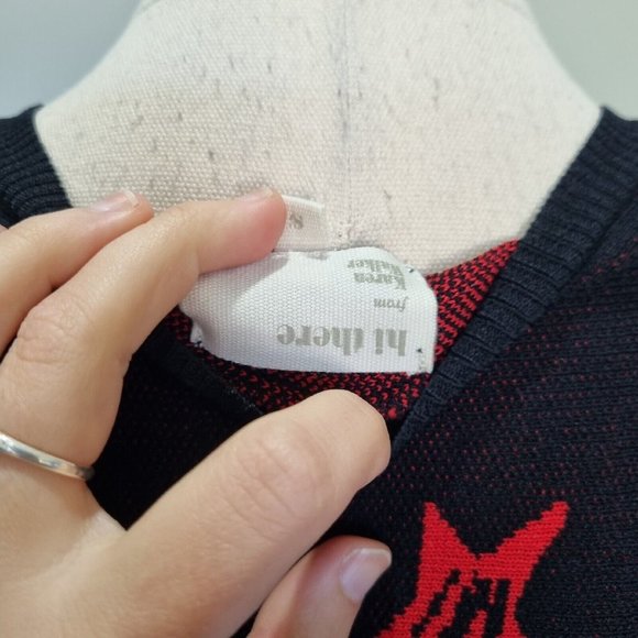 Hi There Karen Walker Black & Red Heart & Lip Print Knit Dress Size S - Picture 6 of 7